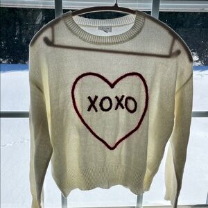 Le Lis Cream XOXO Heart Sweater